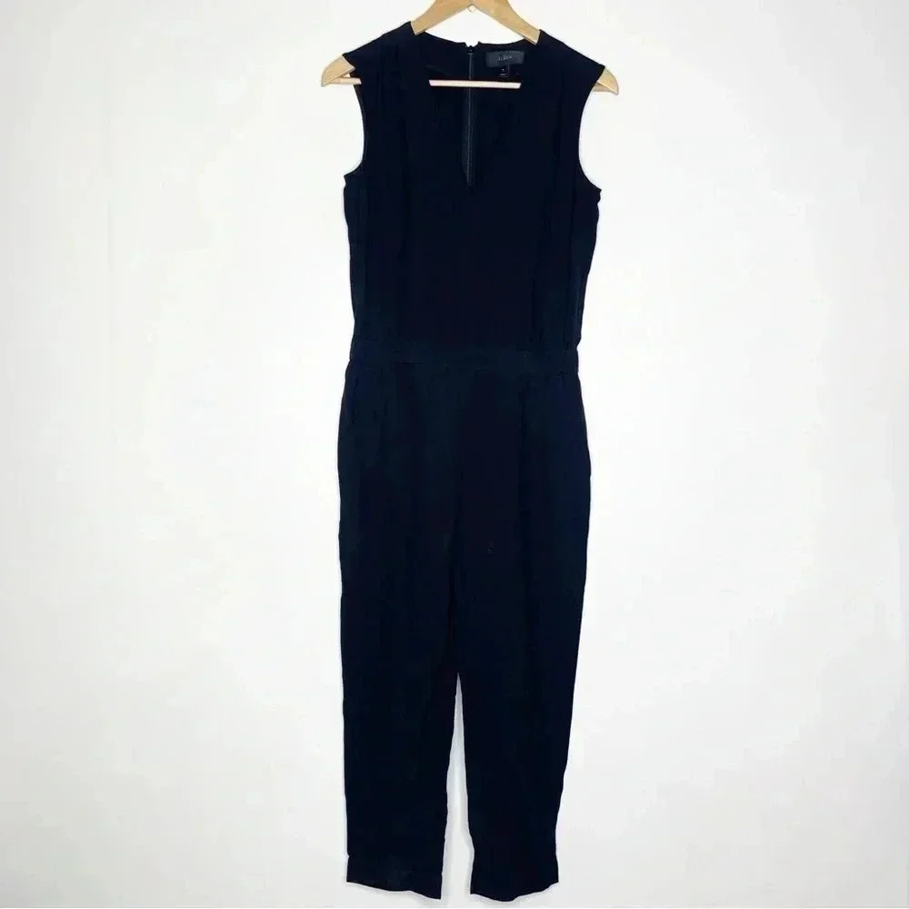 J.Crew Drapey Oxford Black Jumpsuit Size 0